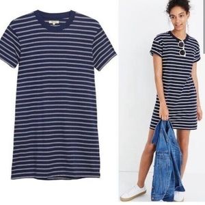 Madewell striped tee tshirt dress small blue white stripe navy shirt dress